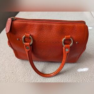 Louis Quatorze Vintage Elegant Orange Red Leather Handbag Nice!